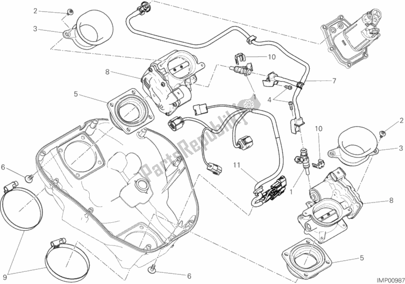 All parts for the Throttle Body of the Ducati Diavel Xdiavel Thailand 1260 2017